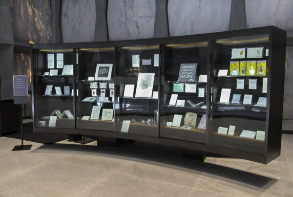 Photo of retrofitted display case at Beinecke Rare Book Library